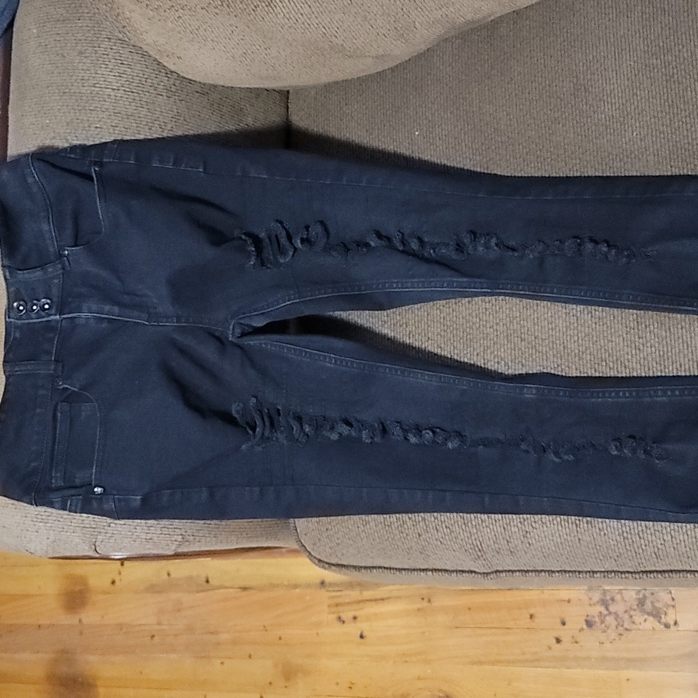 Black ripped jeans hi rise super skinny